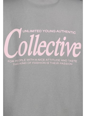 Sublevel Kapuzenpullover mit Logo-Schriftzug, Kängurutasche in Grau