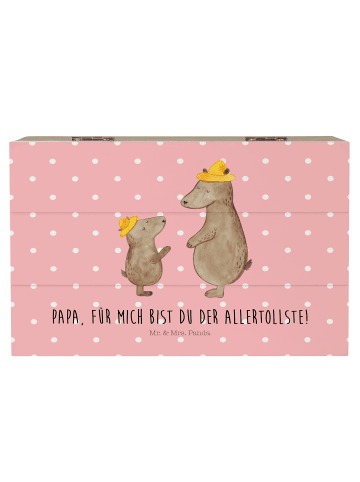 Mr. & Mrs. Panda Holzkiste Bären mit Hut mit Spruch in Rot Pastell