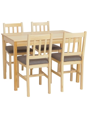 MCW Esszimmer-Set F77, Natur, Polster grau