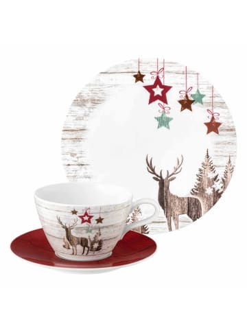 Seltmann Weiden 18er Set Milchkaffeeservice Life Christmas in weiß-braun