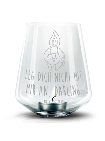 Mr. & Mrs. Panda Gravur Teelicht Stinktier Angriff mit Spruch in Transparent