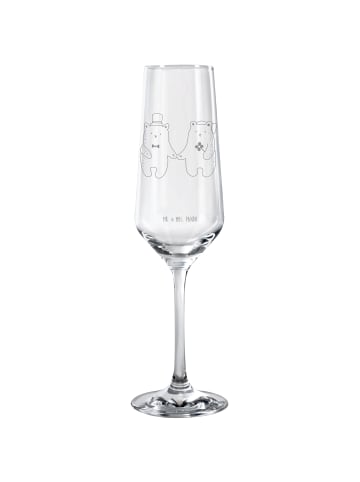 Mr. & Mrs. Panda Champagnerglas Bär Heirat ohne Spruch in Transparent