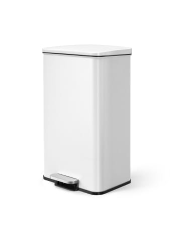 SONGMICS Mülleimer Plushic in Weiß - (B)32.1 x (H)55.7 x (T)34.8 cm - 40 L