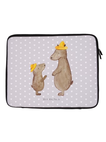 Mr. & Mrs. Panda Laptop Tasche Bären mit Hut ohne Spruch in Grau Pastell