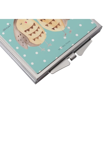 Mr. & Mrs. Panda Schminkspiegel Eulen Liebe ohne Spruch in Türkis Pastell