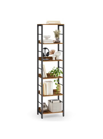 VASAGLE Bücherregal Barnet in Braun-Schwarz - (B)40 x (H)178 x (T)30 cm