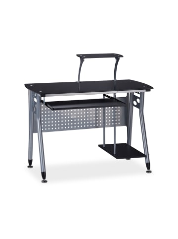 relaxdays Computertisch in Schwarz - (B)105 x (H)98 x (T)55 cm