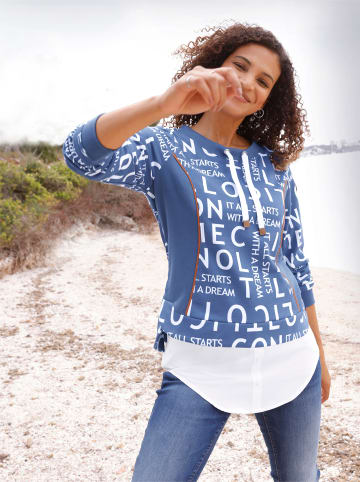 WITT WEIDEN Sweatshirt in jeansblau-weiß-bedruckt