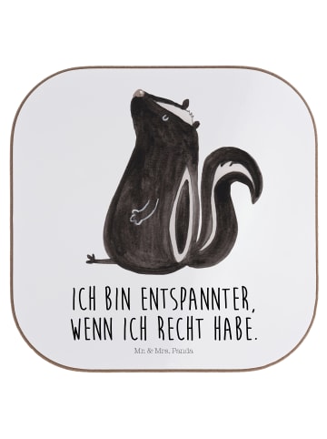 Mr. & Mrs. Panda Coaster Stinktier Sitzen mit Spruch in Weiß