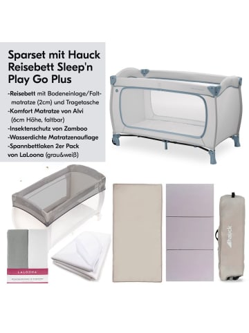 Hauck Reisebett XXL-Sparset - Sleep N Play Go in grau,blau
