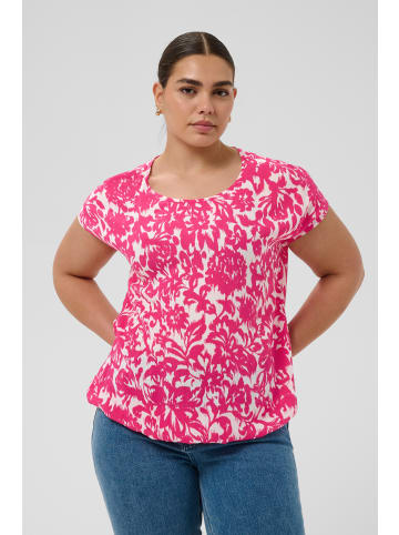 KAFFE curve Bluse kurzarm KCvilana Loose fit in Beetroot Purple Chalk Flower