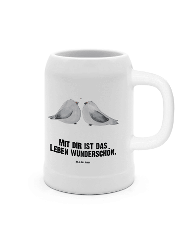 Mr. & Mrs. Panda Bierkrug Turteltauben Liebe mit Spruch in Weiß