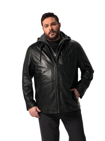 Men Plus Lederjacke in schwarz