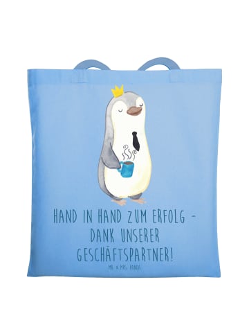 Mr. & Mrs. Panda Jutebeutel Erfolg Geschäftspartner mit Spruch in Sky Blue