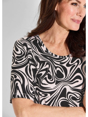 GOLDNER Baumwollshirt mit organischem Muster in schwarz / cremeweiß / gemustert