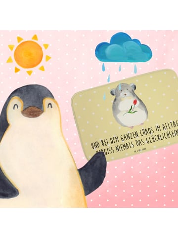 Mr. & Mrs. Panda Badematte Chinchilla Blume mit Spruch in Gelb Pastell