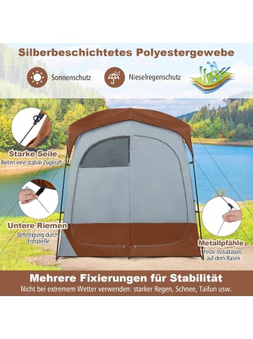 COSTWAY Duschzelt mit 2 Räumen in Braun