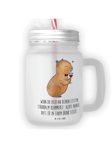 Mr. & Mrs. Panda Trinkbecher Capybara Wein mit Spruch in Transparent
