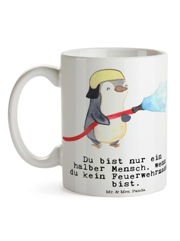 Mr. & Mrs. Panda Tasse Feuerwehrmann Herz mit Spruch in Weiß