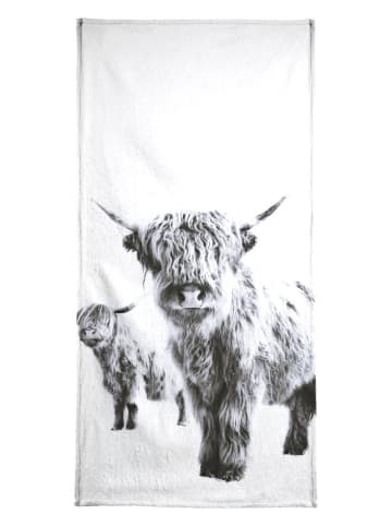 Juniqe Handtuch "Highland Cows" in Schwarz & Weiß