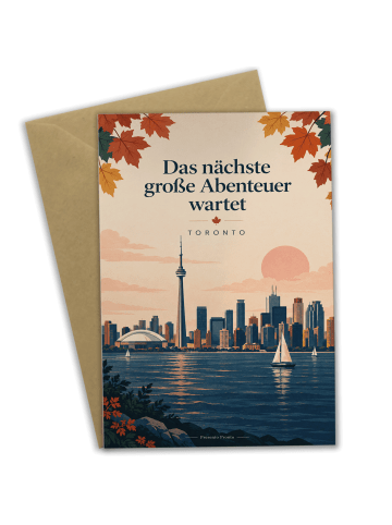 Klappkarte Skyline inspirierend Design mit Spruch in Weiß