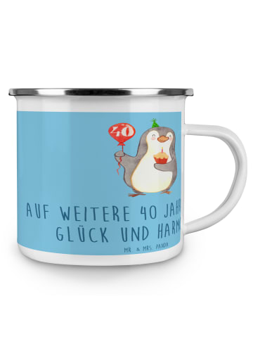 Mr. & Mrs. Panda Camping Emaille Tasse 40. Hochzeitstag Rubinhoc... in Sky Blue