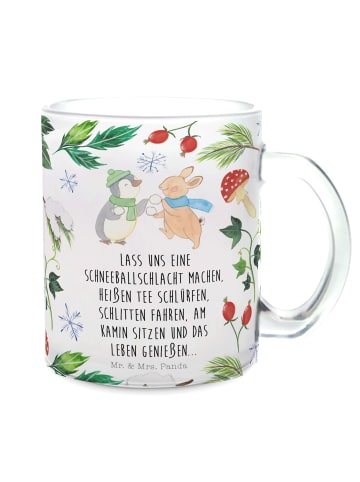 Mr. & Mrs. Panda Tasse Pinguin Hase Schneeballschlacht mit Spruch in Transparent