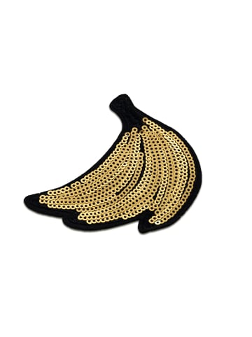 Catch the Patch Banane Obst Frucht Mit PaillettenApplikation Bügelbild ingoldfarben