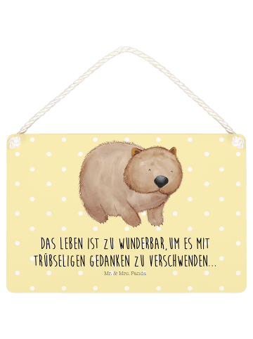 Mr. & Mrs. Panda Deko Schild Wombat mit Spruch in Gelb Pastell