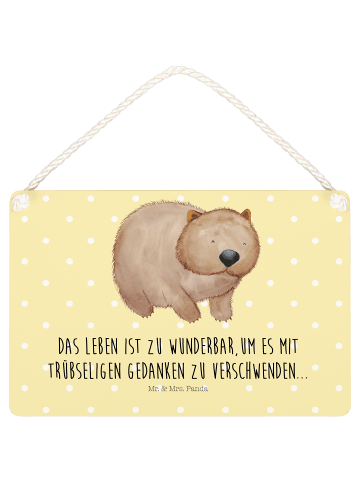 Mr. & Mrs. Panda Türschild Wombat mit Spruch in Gelb Pastell