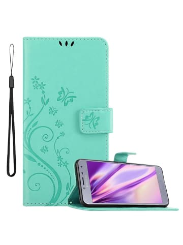 cadorabo Hülle für Samsung Galaxy J4 2018 Blumen Design in FLORAL TÜRKIS