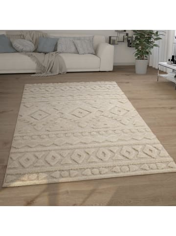 KADIMA DESIGN Hochflor Teppich Shaggy Struktur 3D Schlafzimmer in Creme