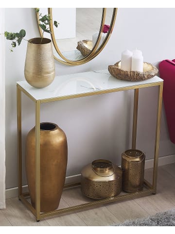 Beliani Konsolentisch DELANO in Weiß/Gold - (W) 80 x (H) 76 x (L) 30 cm