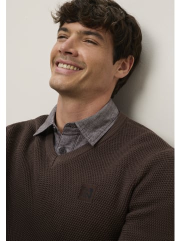 Man's World V-Ausschnitt-Pullover in dunkelbraun