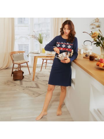 Erwin Müller Single-Jersey Nachthemd in dunkelblau