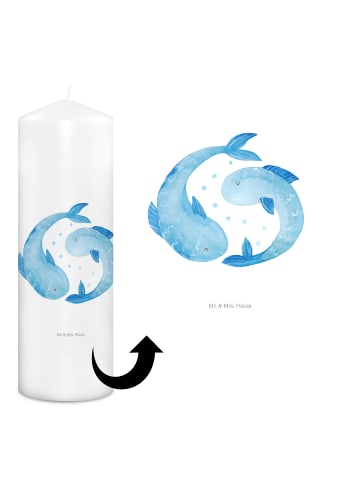 Mr. & Mrs. Panda Kerze Sternzeichen Fische ohne Spruch in Weiß