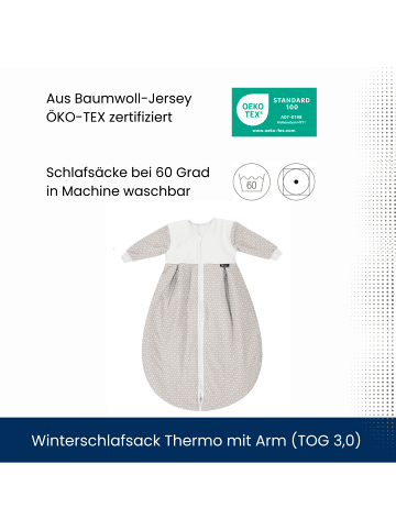 Alvi Schlafsack Mäxchen Thermo mit Arm Exklusiv in Raute Taupe Dunkel