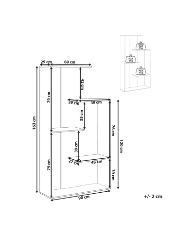 Beliani Bücherregal KAHNTAH in Braun - (W) 60 x (H) 163 x (L) 29 cm