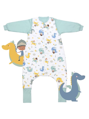 Schlummersack Schlafsack mit Füßen und umklappbaren Bündchen, 2.5 TOG in Weiß-Blau