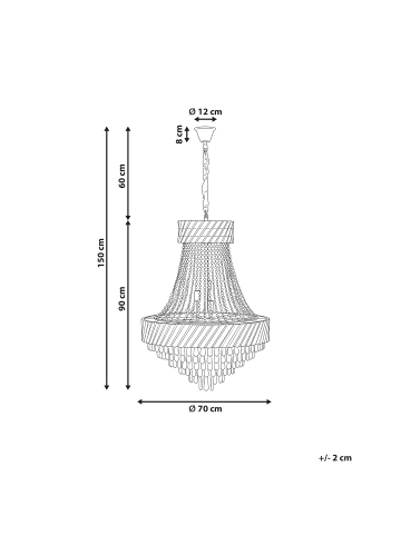 Beliani Kronleuchter KARSA in Gold/Transparent - (W) 70 x (H) 150 x (L) 70 cm