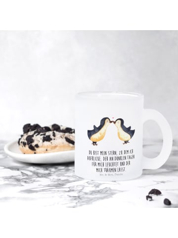 Mr. & Mrs. Panda Tasse Pinguin Liebe mit Spruch in Transparent
