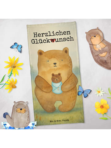 Mr. & Mrs. Panda Badetuch Bär Baby Design mit Spruch in Weiß