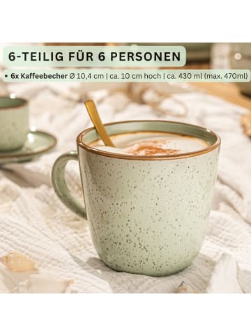 Sänger 6-tlg. Kaffeebecher Set Rio Minze in Grün aus Steingut