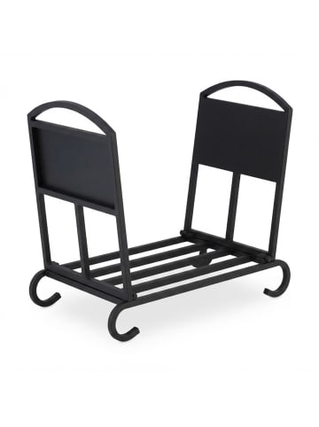 relaxdays Kaminholzkorb in Schwarz - (B)52 x (H)44 x (T)31 cm