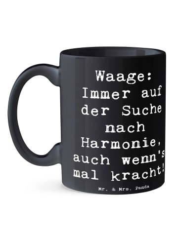 Mr. & Mrs. Panda Kaffeetasse Spruch Waagen Harmonie mit Spruch in Schwarz