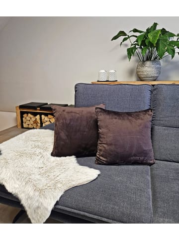 JACK 2er Set Teddy Flausch Kissenhülle Kissenbezug in Braun