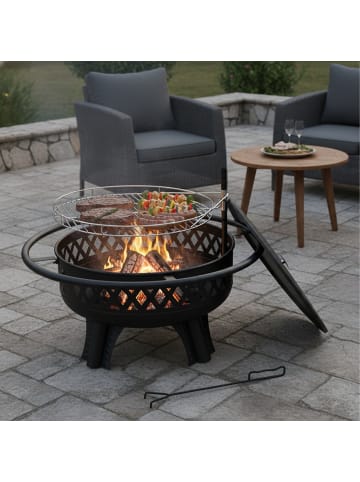 relaxdays Feuerschale in Schwarz - (H)65 x Ø 80,5 cm