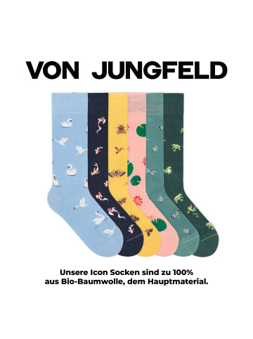 von Jungfeld Gemusterte Socken Signature Icons Set in Swan lake