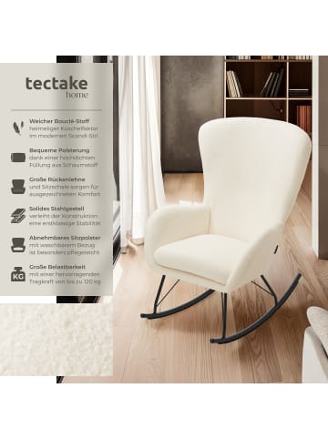 tectake Schaukelstuhl   Swing, 70 x 93 x 100 cm, Belastbarkeit 120 kg, creme/schwarz