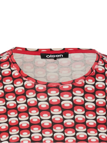 Olsen Langarmshirt Edda in rot beige